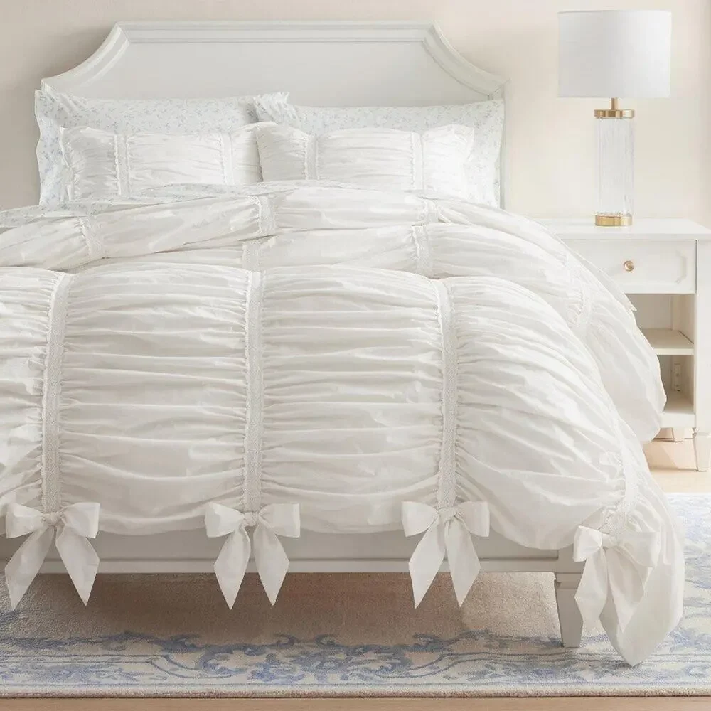 LoveShackFancy x Pottery Barn Sweet Bows Duvet Cover King Bedding Ivory Lace NWT